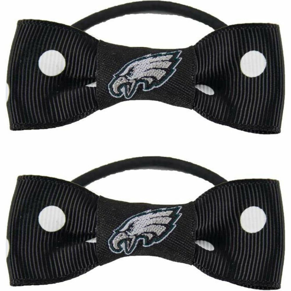 (1) PACK OF 2 PHILADEPHIA EAGLES Pigtail Holders W/Polka Dots